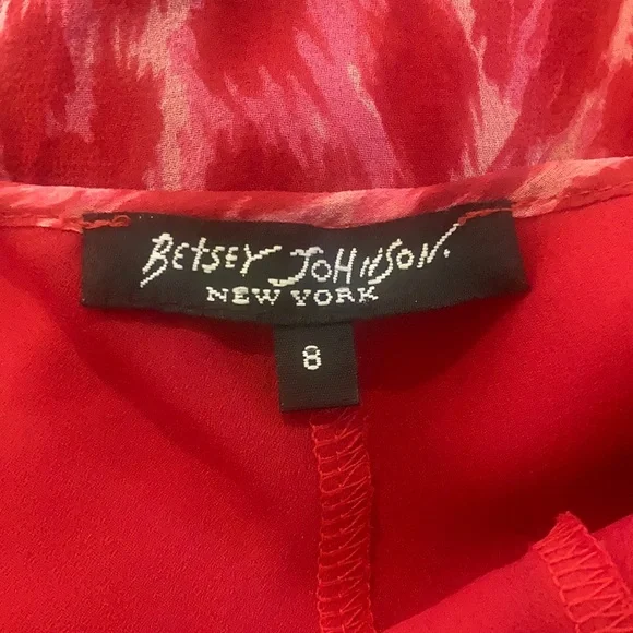 Vintage Betsey Johnson 90s 2000s Midi Animal Print silk asymmetrical red pink - Picture 6 of 16